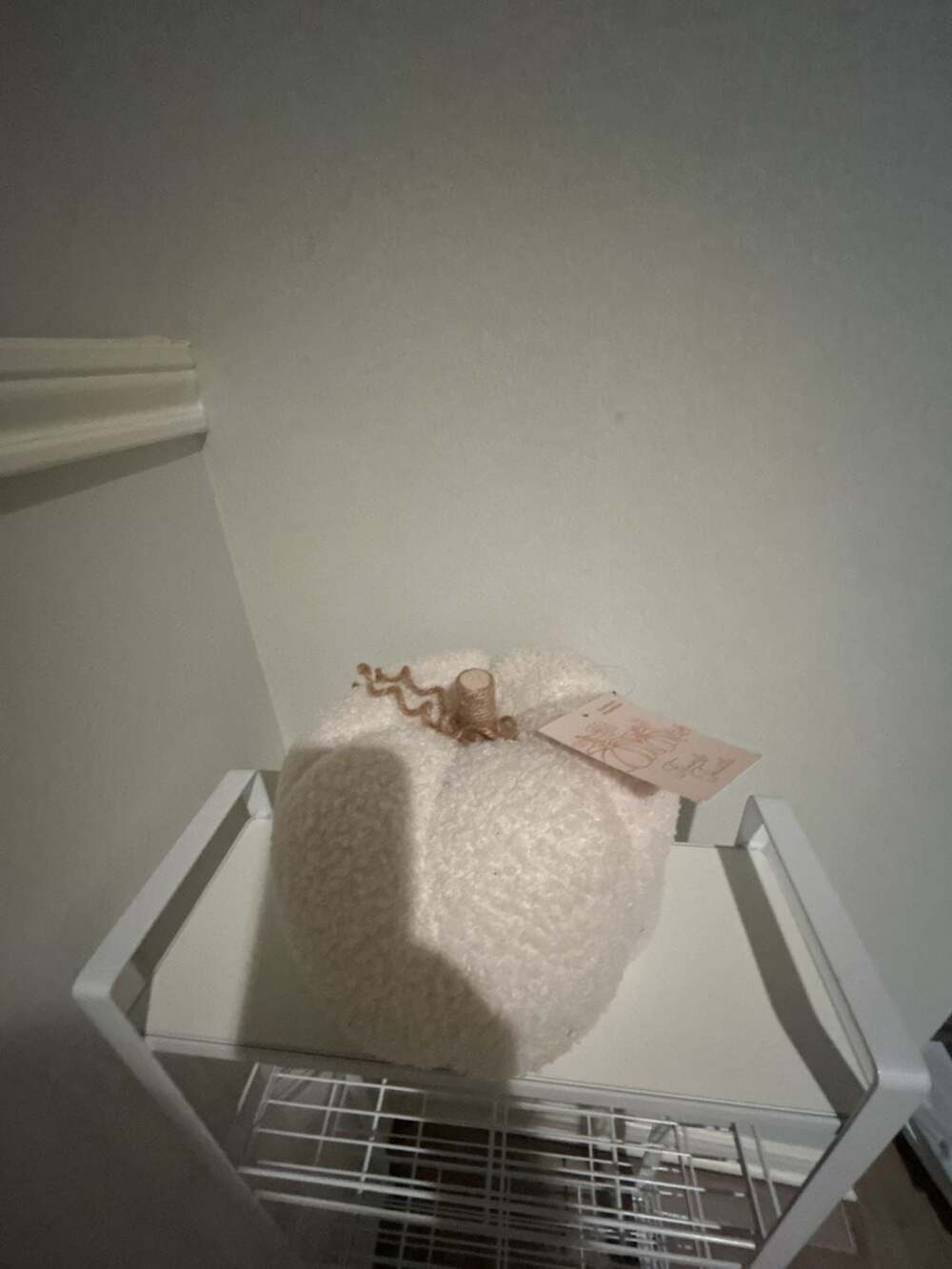 Fawn and Thistle Harvest Pumpkin White Sherpa Plush Decor